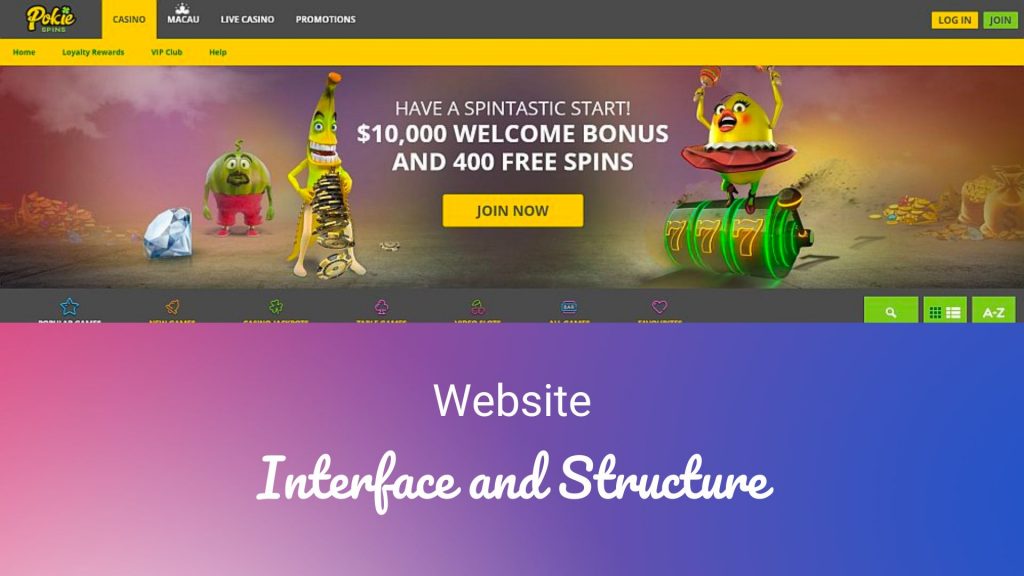 Pokies spins Website Interface and Structure